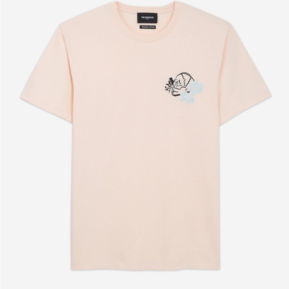 The Kooples 100% Cotton Pink Embroidered Skull T-Shirt Size L - Picture 1 of 9